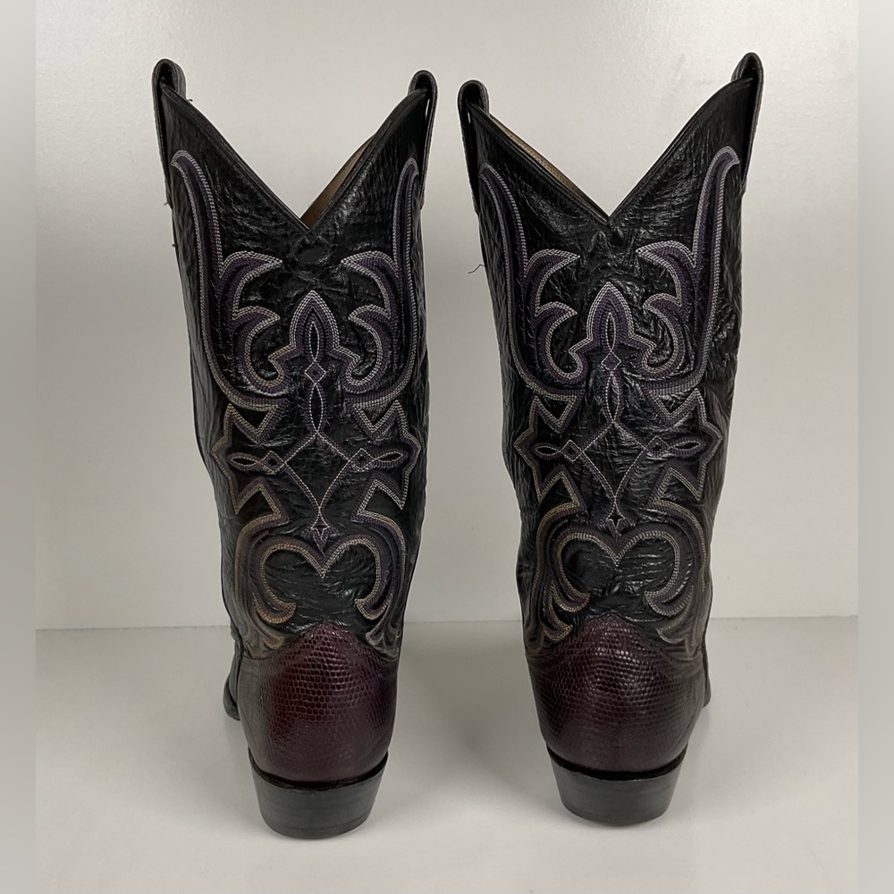 Vintage Larry Mahan Teju Lizard Cowgirl Boots | Purple | Women’s 7.5 B - Picture 16 of 16